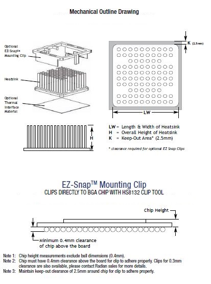 HS2089DB 2 BGA heatsink Chip Height
